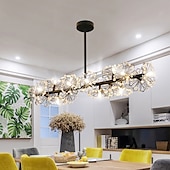 billige Pendellys-105 cm blomsterstil lysekrone krystall hengelys led rustfritt stål kunstnerisk stil moderne stue spisestue soverom