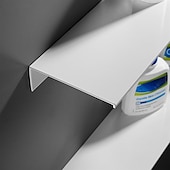 abordables Estantes para baño-estante de baño estante de almacenamiento de baño autoadhesivo 30-50cm espacio moderno organizador de baño de aluminio a prueba de herrumbre estante de pared (negro/blanco)