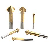 voordelige boor set:-ronde schacht 6 stks/set 3 fluit hss harde metalen drie rand afschuining afkanten frees cutter bit verzinkboor