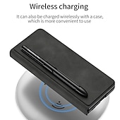 tanie Etui do telefonów Samsung-telefon Kılıf Na Samsung Galaxy Złóż 6 Z Fold 5 Z Fold 4 Z Fold 3 Pełne etui Pojemnik na ołówki Odporne na kurz Stopka Solidne kolory Zbroja Skóra PU