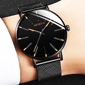 economico Orologi al quarzo-Orologio al quarzo di Ginevra per uomini orologio minimalista ultra sottile in acciaio inossidabile orologio elegante da uomo orologio al quarzo business casual