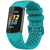 abordables Correas de reloj Fitbit-Correa de Smartwatch Compatible con Fitbit Charge 5 Silicona suave Reloj inteligente Correa Impermeable Ajustable Transpirable Correa Deportiva Reemplazo Pulsera