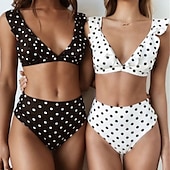 preiswerte Vintage-Bademode-Tupfen Retro Vintage 1950er Bademode Badeanzug Tupfen Damen Maskerade Party / Abend Junggesellinnenabschiedsparty Erwachsene Oberteil Shorts