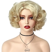 voordelige Feestpruiken-Kort Groen Groot Krullend Golvend Gelaagd Perücken voor Vrouwen Cosplay Feest Synthetisch Vezelhaar Perücken Halloween Perücken St.Patrick&#039;s Day Perücken