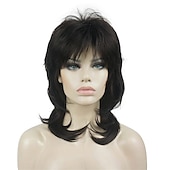 abordables Perruques Synthétiques Sans Bonnet-shaggy couches perruque longueur d&#039;épaule femmes perruque avec une frange de cheveux perruque de cheveux synthétiques de qualité supérieure pour les femmes