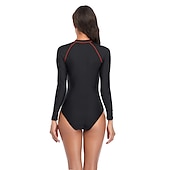 cheap Rash Guards-Women&#039;s Rash Guard One Piece Swimsuit UV Sun Protection UPF50+ Breathable Long Sleeve Bodysuit Bathing Suit Front Zip Swimming Surfing Beach Water Sports Patchwork Autumn / Fall Spring Summer