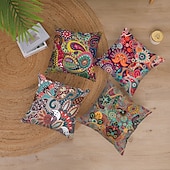 baratos estilo boho-Capa de almofada de lado duplo paisely 4 peças capa de almofada quadrada decorativa macia fronha para sofá quarto qualidade superior mashine lavável