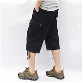 billiga Klassisk-Herr Cargo-shorts Vandringsshorts Militär Sommar Utomhus Ripstop Andningsfunktion Snabb tork Multi Pocket Capribyxor Underdelar Under knäet Amy Green Svart Bomull Klättring Camping / vandring