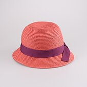 baratos Chapéu de Festa-Elegante Estilo Praia Palha Chapéus com Bloco de Cor 1pç Festa / Noite / Casual Capacete