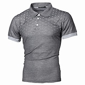 olcso Férfi klasszikus póló-Férfi Teniszing POLO trikó Munka Üzleti Gallér Polo gallér Rövid ujjú Utcai sikk Alap Grafika Pöttyös Nyomtatott Normál Fekete Fehér Bor Sötétkék Medence Narancssárga Teniszing