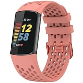 abordables Correas de reloj Fitbit-Correa de Smartwatch Compatible con Fitbit Charge 5 Silicona suave Reloj inteligente Correa Impermeable Ajustable Transpirable Correa Deportiva Reemplazo Pulsera