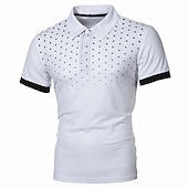 olcso Férfi klasszikus póló-Férfi Teniszing POLO trikó Munka Üzleti Gallér Polo gallér Rövid ujjú Utcai sikk Alap Grafika Pöttyös Nyomtatott Normál Fekete Fehér Bor Sötétkék Medence Narancssárga Teniszing