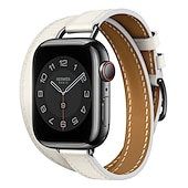 رخيصةأون عصابات Apple Watch-جولة مزدوجة متوافق مع Apple Watchband 38 مم 40 مم 41 مم 42 مم 44 مم 45 مم 49 مم مشبك معدني قابل للتعديل جلد اصطناعي استبدال حزام الساعة إلى iwatch Ultra 2 Series 9 8 7 SE 6 5 4 3 2 1