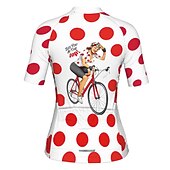 abordables Maillots de mujer-Mujer Maillot de Ciclismo Graphic A Lunares Gracioso Manga Corta Bicicleta Maillot Camiseta con 3 bolsillos traseros MTB Bicicleta Montaña Ciclismo Carretera Secado rápido Bandas Reflectantes