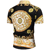 abordables chemises de smoking pour hommes-Homme Chemise Chemise de bal Noir Blanche Rouge bleu marine Géométrique Col Classique Eté Vacances Plage Vêtement Tenue Imprimer