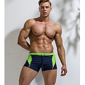 baratos calções de banho e calções de surf-Homens Calção Justo de Natação Shorts de Natação Secagem Rápida Leve Bermuda de Surf Roupa de banho Com Cordão Natação Surfe Praia Esportes Aquáticos Retalhos Verão