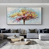 cheap Floral/Botanical Paintings-Handmade Oil Painting CanvasWall Art Decoration Abstract Knife Painting Landscape Tree For Home Decor Rolled Frameless Unstretched Painting