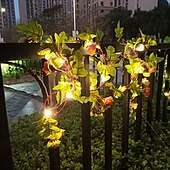 cheap Solar String Lights-Outdoor Solar Roses Leaves Rattan String Lights 2m 20leds Fairy String Lights IP65 Waterproof St. Patrick&#039;s  Valentines Wedding Party Garden Patio Balcony Home Outdoor Decoration