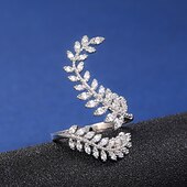 رخيصةأون خواتم-1PC خاتم قابل للتعديل For نسائي مكعب زركونيا شفافي هدية مناسب للبس اليومي عمل زركون نحاس ورقة