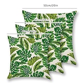 cheap Floral &amp; Plants Style-1 Set of 5 Pcs Green Leaf Botanical Series Throw Pillow Covers Modern Decorative Throw Pillow Case Cushion Case for Room Bedroom Room Sofa Chair Car Outdoor Cushion for Sofa Couch Bed Chair Green