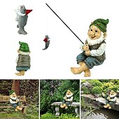 billiga trädgårdsskulpturer och statyer-mini trädgårdstomte staty ziggy fisket dvärg elf figuriner veranda utomhus prydnader villa heminredning modern konst hantverk