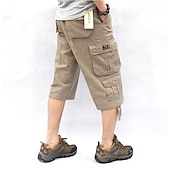 billiga Klassisk-Herr Cargo-shorts Vandringsshorts Militär Sommar Utomhus Ripstop Andningsfunktion Snabb tork Multi Pocket Capribyxor Underdelar Under knäet Amy Green Svart Bomull Klättring Camping / vandring