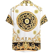 economico camicie da smoking da uomo-Per uomo Camicia Camicie da smoking Nero Bianco Blu Verde Manica corta Pop art Collo ripiegabile Primavera estate Esterno Strada Abbigliamento Bottone giù