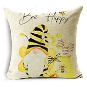 abordables style floral &amp; végétal-été abeille double côté housse de coussin 1 pc doux décoratif carré taie d&#039;oreiller taie d&#039;oreiller pour chambre salon qualité supérieure lavable en machine intérieur coussin pour canapé canapé lit
