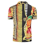 economico Stampa Vintage Retrò-Per uomo Leopardo Fantasia geometrica Camicia Camicia hawaiana Camicia Aloha Camicia Colletto classico Tropicale Originale Stile da spiaggia Per eventi Spiaggia Viola Arancione Oro M L XL