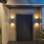 economico applique da esterno-l.t luci 30 cm applique da parete per esterni lampada da parete a led impermeabile nera muta su e giù pannocchia in alluminio luminoso adatta per grondaia del giardino garage ac85-265v