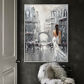 お買い得  人物画-結婚式の油絵抽象モダンライトセクシーな女性のリビングルームの豪華な寝室の街の印象装飾画