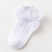 preiswerte Kindersocken-Kinder Mädchen Socken Weiß Rosa Gelb Einfarbig Gitter Frühling Sommer nette Art Freizeitskleidung 1-12 Jahre