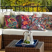baratos estilo boho-Capa de almofada de lado duplo paisely 4 peças capa de almofada quadrada decorativa macia fronha para sofá quarto qualidade superior mashine lavável