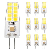 お買い得  LEDバイピンライト-10個のg4led電球3wはjcハロゲン30w電球を置き換えることができます暖かい白自然光白色光調光ac/dc12-24vフリッカーフリーac/dc12およびac220vはキャビンの下のアイスホッケーランプ照明に適用可能