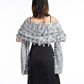voordelige Sjaals-Sjaal &amp; Omslagdoek Omslagdoeken Damesomslag Elegant Bruids Zonbescherming Mouwloos Polyester Bruiloftsomslagen Met Kwastje Voor Bruiloft Zomer