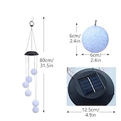 cheap Landscape Lights-Solar Wind Chime Light Outdoor Lights Waterproof Colorful LED Ball Light Outdoor Hanging Lamp Balcony Garden Patio Room Decoration  IP65 LED Solar Garden Light