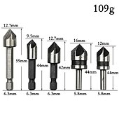 economico set di punte da trapano-5pc 1/4 &#039;&#039;gambo 5 flauto smusso smussatura set misto cutter svasatore drill bit strumento la lavorazione del legno strumenti professionali di carpenteria