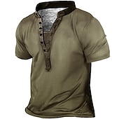 cheap Casual Henley Tee-Men&#039;s Button T Shirt T Shirt Henley Shirt Tee Short Sleeve Henley Summer Solid Color Graphic Designer Basic Casual Button-Down Outdoor Daily Sports Yellow Blue Gray Top Tee for Men
