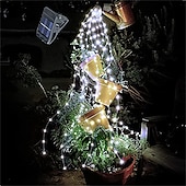 abordables Guirlandes solaires-luciole solaire bouquet lumières de jardin extérieur cascade guirlande lumineuse 2m 180leds avec 8 modes clignotants pour patio décoration de fête de mariage arbre de noël el 5mm blanc chaud blanc
