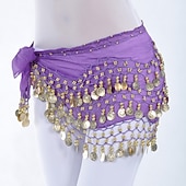 cheap Belly Dancewear-Belly Dance Hip Scarf Coin Sequin Women&#039;s Training Chiffon / Ballroom Gold Coin Belt