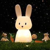 رخيصةأون أضواء الليل الحضانة-led rabbit night light bunny lamp for kids touch sensor animal cartoon cute lamp ملون usb قابلة للشحن السيليكون هدية حضانة فتاة بوي طفل kawaii room decoration bedroom bedside lamp
