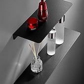 abordables Estantes para baño-estante de baño estante de almacenamiento de baño autoadhesivo 30-50cm espacio moderno organizador de baño de aluminio a prueba de herrumbre estante de pared (negro/blanco)