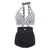 billiga vintage badkläder-Polka Dot Retro / vintage Femtiotal Badkläder Bikini Baddräkt Maskeradkläder Dam Maskerad Fest / afton Möhippa Vuxna Topp Shorts