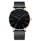 economico Orologi al quarzo-Orologio al quarzo di Ginevra per uomini orologio minimalista ultra sottile in acciaio inossidabile orologio elegante da uomo orologio al quarzo business casual