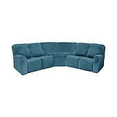 abordables Fauteuils inclinables, à oreilles-Housses de canapé inclinables en forme de L, housses de canapé d&#039;angle bordeaux en velours extensible pour canapé inclinable, lavables et douces (housse de dossier 4 pièces)&amp;amp;housse de siège, 1