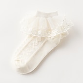 preiswerte Kindersocken-Kinder Mädchen Socken Weiß Rosa Gelb Einfarbig Gitter Frühling Sommer nette Art Freizeitskleidung 1-12 Jahre