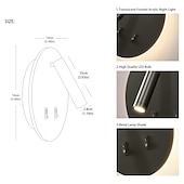 abordables Appliques murales d&#039;intérieur-8w moderne intérieur applique murale led applique murale lecture projecteur avec interrupteur 350 pivotant 2 en 1 5w mur projecteur led applique murale pour chambre de chevet salon salle d&#039;étude