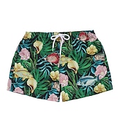 baratos calção de banho boxer masculino-Homens Calção Justo de Natação Shorts de Natação Secagem Rápida Leve Bermuda de Surf Roupa de banho Com bolsos Forro de malha Com Cordão Natação Surfe Praia Esportes Aquáticos Floral Verão