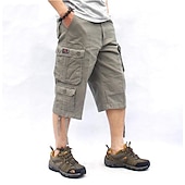 billiga Klassisk-Herr Cargo-shorts Vandringsshorts Militär Sommar Utomhus Ripstop Andningsfunktion Snabb tork Multi Pocket Capribyxor Underdelar Under knäet Amy Green Svart Bomull Klättring Camping / vandring
