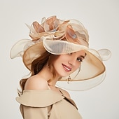 billiga Festhattar-Organza Kentucky Hatt  Fascinatörer  Huvudbonad med Tiered 1 PC Fest  Kväll  Företag  Ceremoni  Bröllop  Téfest Huvudbonad för att imponera Klädkod Race Day Dress